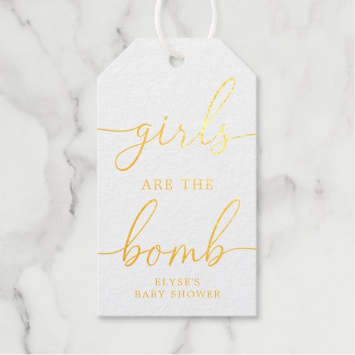 Girls Are The Bomb Gold Foil Favor Gift Tag