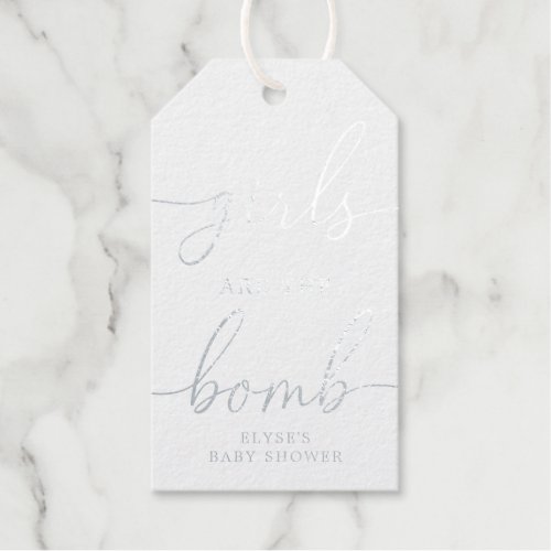 Girls Are The Bomb Silver Foil Favor Gift Tag