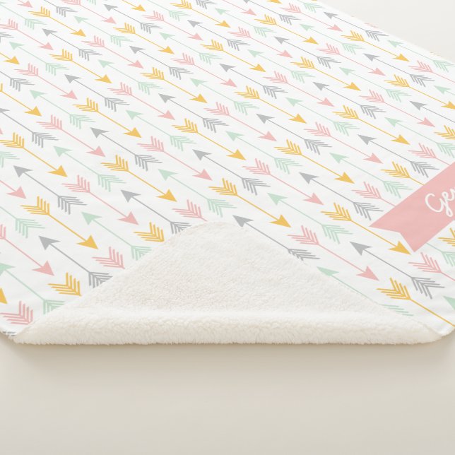 Girls Arrow Blanket | Pink, Gold, Mint, Gray (3/4)