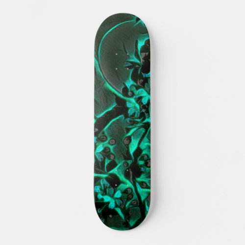 Girls Asian Inspired Green Black Cherry Blossom  Skateboard