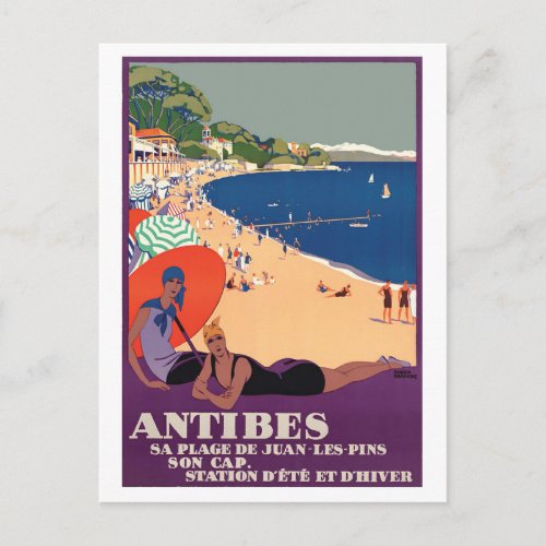 Girls at Antibes Beach France French Riviera Postcard