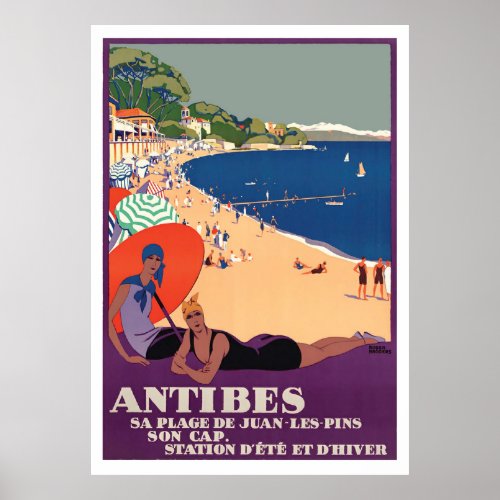 Girls at Antibes Beach France French Riviera Poster