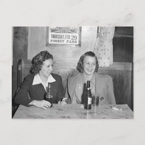 Girls at the Bar 1940 Postcard