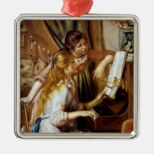 Girls at the Piano Metal Ornament