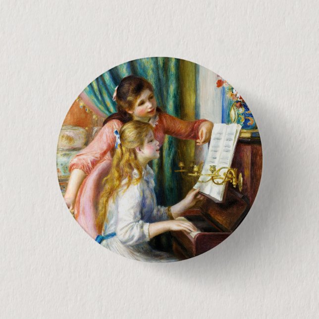 Girls at the Piano Pierre Auguste Renoir painting Pinback Button (Front)