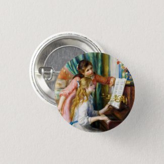 Girls at the Piano Pierre Auguste Renoir painting Pinback Button
