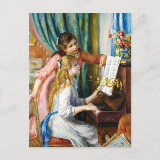 Girls at the Piano Pierre Auguste Renoir painting Postcard (Front)