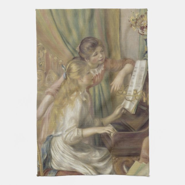 Girls at the Piano Renoir Impressionist Painting  Kitchen Towel (Vertical)