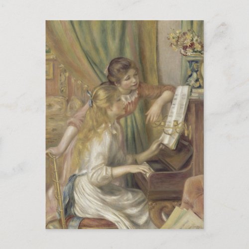 Girls at the Piano Renoir Impressionist Painting Postcard