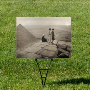 Girls Atop Khufu Pyramid in Egypt Sunrise 1920 Sign