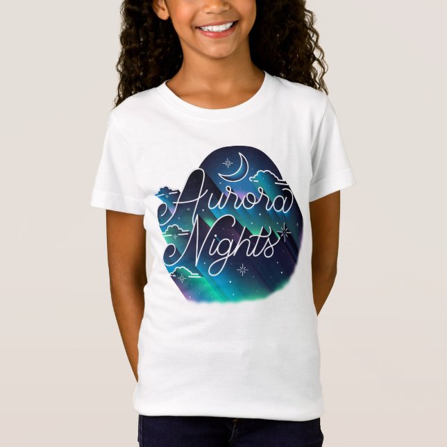 Girl's Aurora Nights II T-Shirt / White (Front)