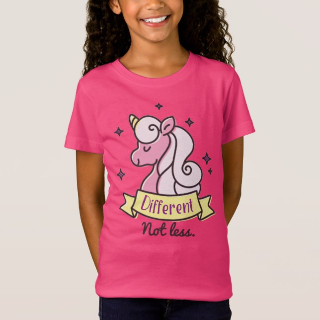 Girls Autism Awareness, Different Not Less T-Shirt (Front)