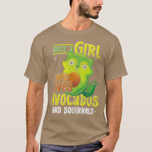 Girls Avocado Lover Women Forest Animal Squirrel T-Shirt