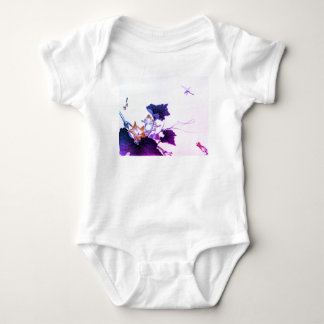 GIRLS BABY BODYSUIT DRAGON FLY FLOWERS DIY NAME