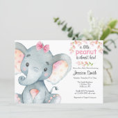 Girls Baby Elephant Baby Shower Invitations (Standing Front)