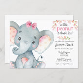 Girls Baby Elephant Baby Shower Invitations (Front/Back)