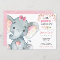 Girls Baby Elephant Baby Shower Invitations | Pink