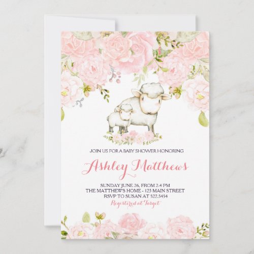 Girls Baby fox lamp Shower Invitations