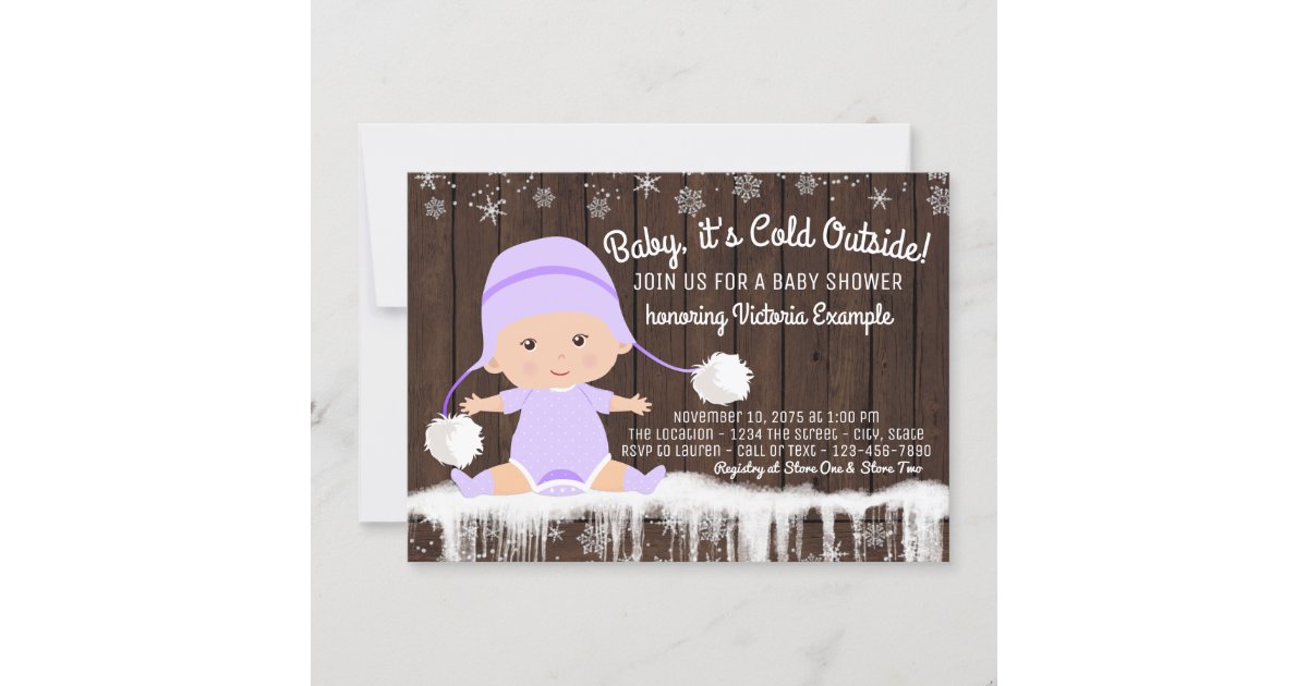 Girls Baby its Cold Outside Baby Shower Invitation Zazzle