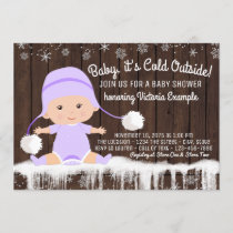 Girls Baby its Cold Outside Baby Shower Invitation