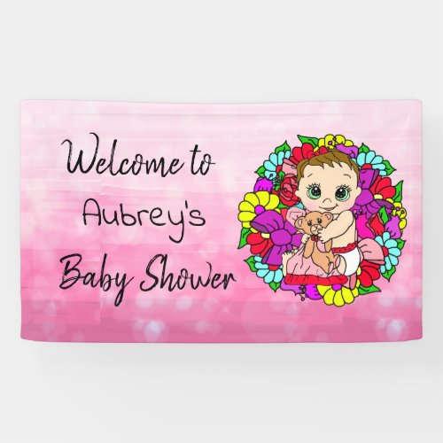 Girls Baby Shower Banner Baby Girl Pink Banner