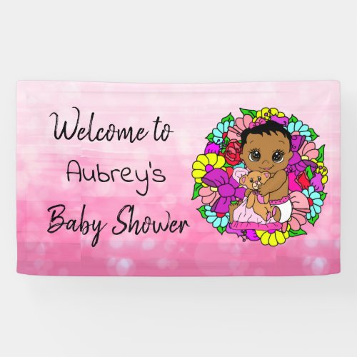 Girls Baby Shower Banner Ethnic Baby Girl Pink Banner