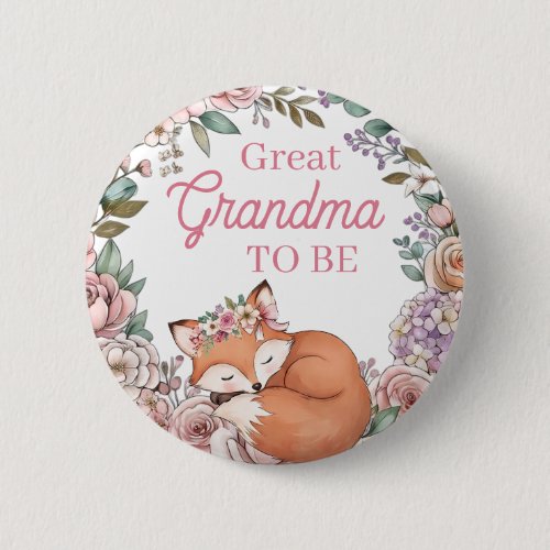Girl's Baby Shower | Great Grandma To Be Button