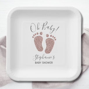 Girl's Baby Shower Oh Baby Paper Plates