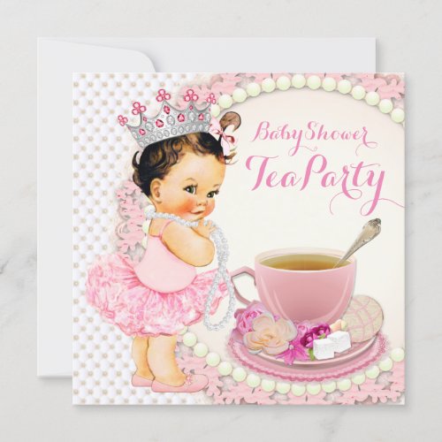 Girls Baby Shower Tea Invitation