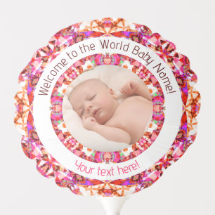 Girls Baby Shower Vibrant Pink Custom Photo Text Balloon