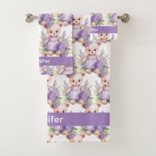 Girl's Baby & Toddler Bath Towel Set Custom Name