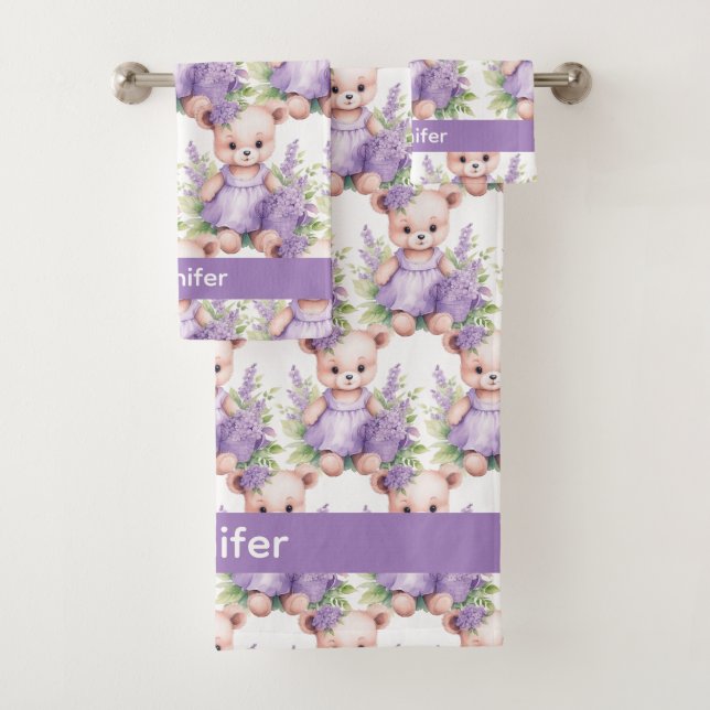 Girl's Baby & Toddler Bath Towel Set | Custom Name (Insitu)