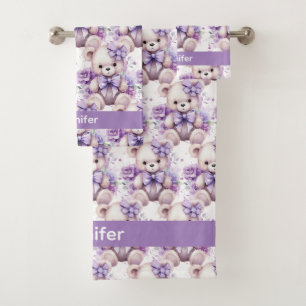 Girl's Baby & Toddler Bath Towel Set Custom Name