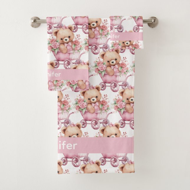 Girl's Baby & Toddler Bath Towel Set | Custom Name (Insitu)