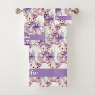 Girl's Baby & Toddler Bath Towel Set Custom Name