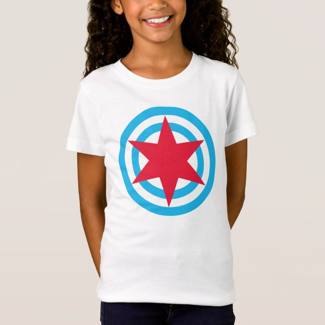 Girls Babydoll Chicago Flag Shirt (Front)