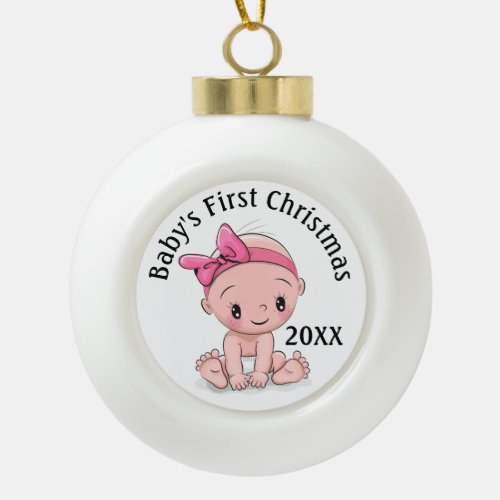 Girls Babys First Christmas Ceramic Ball Christm Ceramic Ball Christmas Ornament