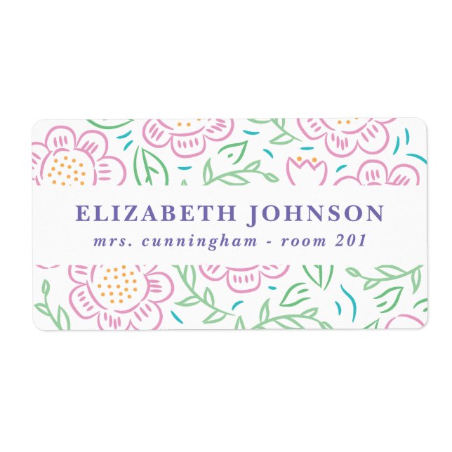 Girls Back to School Floral Label 2 (Front)