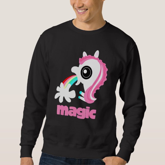 Girls  Back To School Rainbow Barf Magic Unicorn A Sweatshirt (Front)