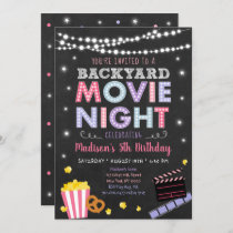 Girls Backyard Movie Night Birthday Invitation