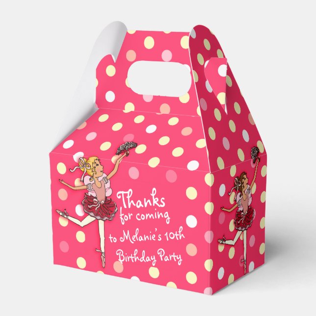 Girls Ballerina birthday party thanks gift box (Front Side)