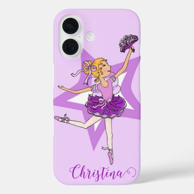 Girls ballerina blonde purple case (Back)
