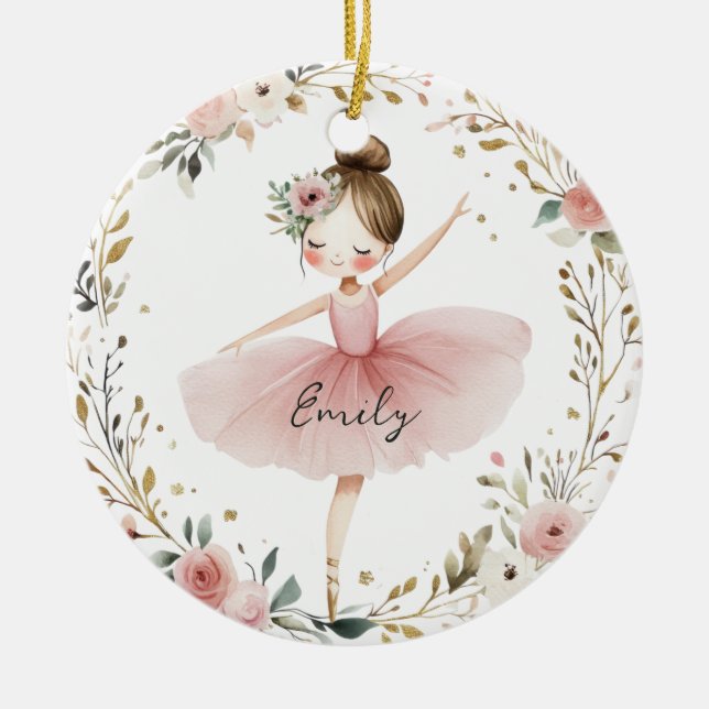 Girl's Ballerina Ceramic Ornament (Front)