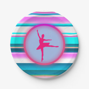 Girls Ballerina Dance Stripes  Paper Plates