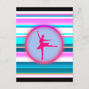 Girls Ballerina Dance Stripes Postcard