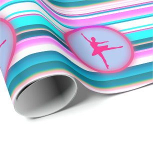 Girls Ballerina Dance Stripes Wrapping Paper