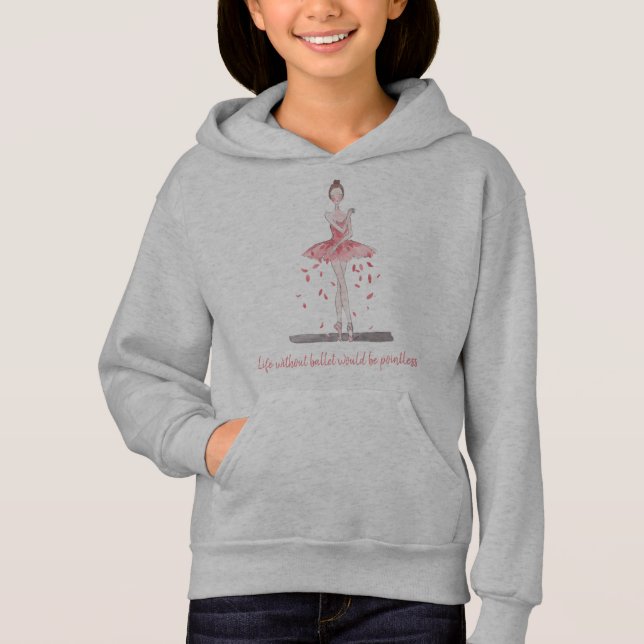 Girls  ballerina dancer ballet sweatshirt hoodie (Front)