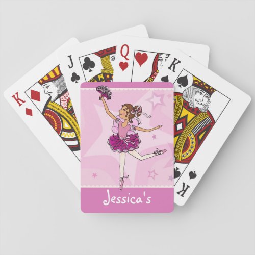 Girls ballerina pink playing cards