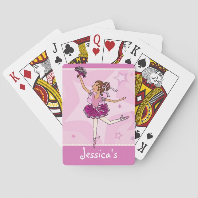 Girl's ballerina pink playing cards (Back)