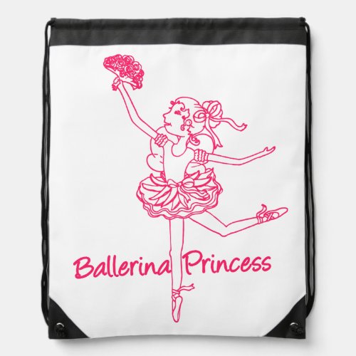 Girls ballet ballerina princess drawstring bag
